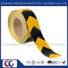 Rouleaux autocollants réfléchissants PVC noir et jaune avec flèche (C3500-AW)